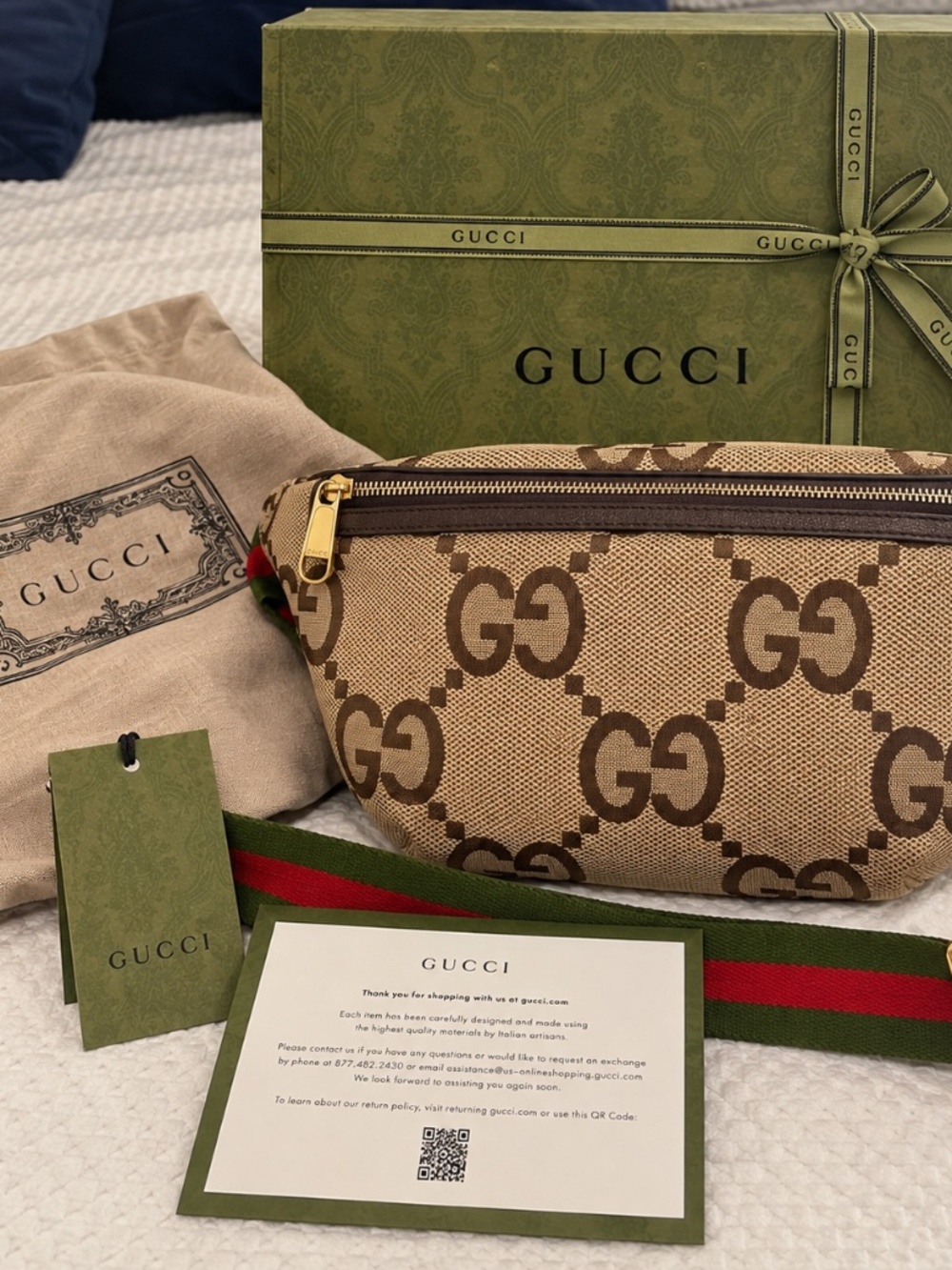 Gucci Jumbo GG Belt Bag Camel/Ebony Web Canvas 696031